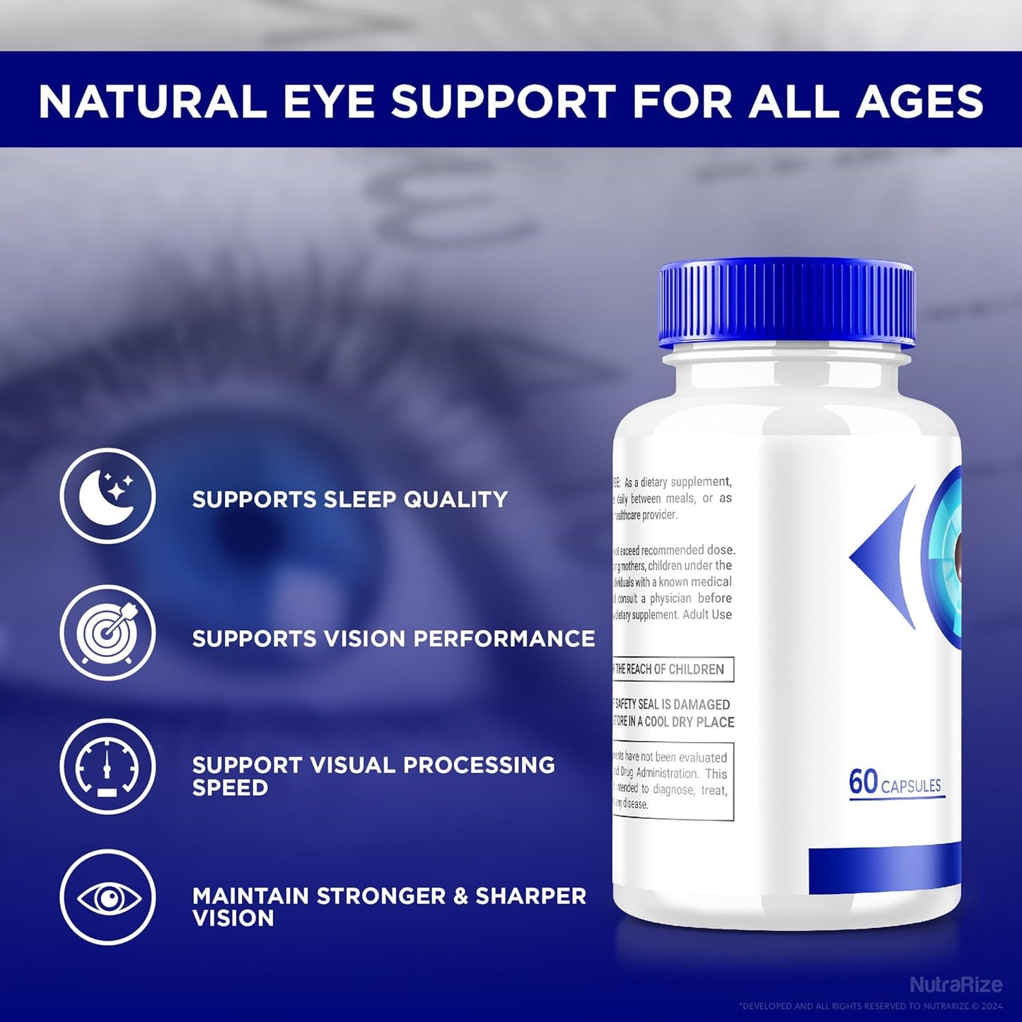 2 Pack NutraRize VisMax Pills - Natural Eye Health Formula, Eye Vitamins for Improved Vision Support, 120 Capsules
