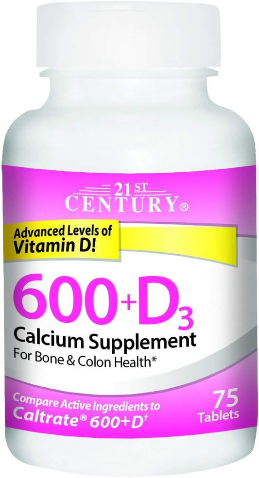 2-Pack of 21st Century Calcium 600mg + D3 800IU Tablets - 75 Count
