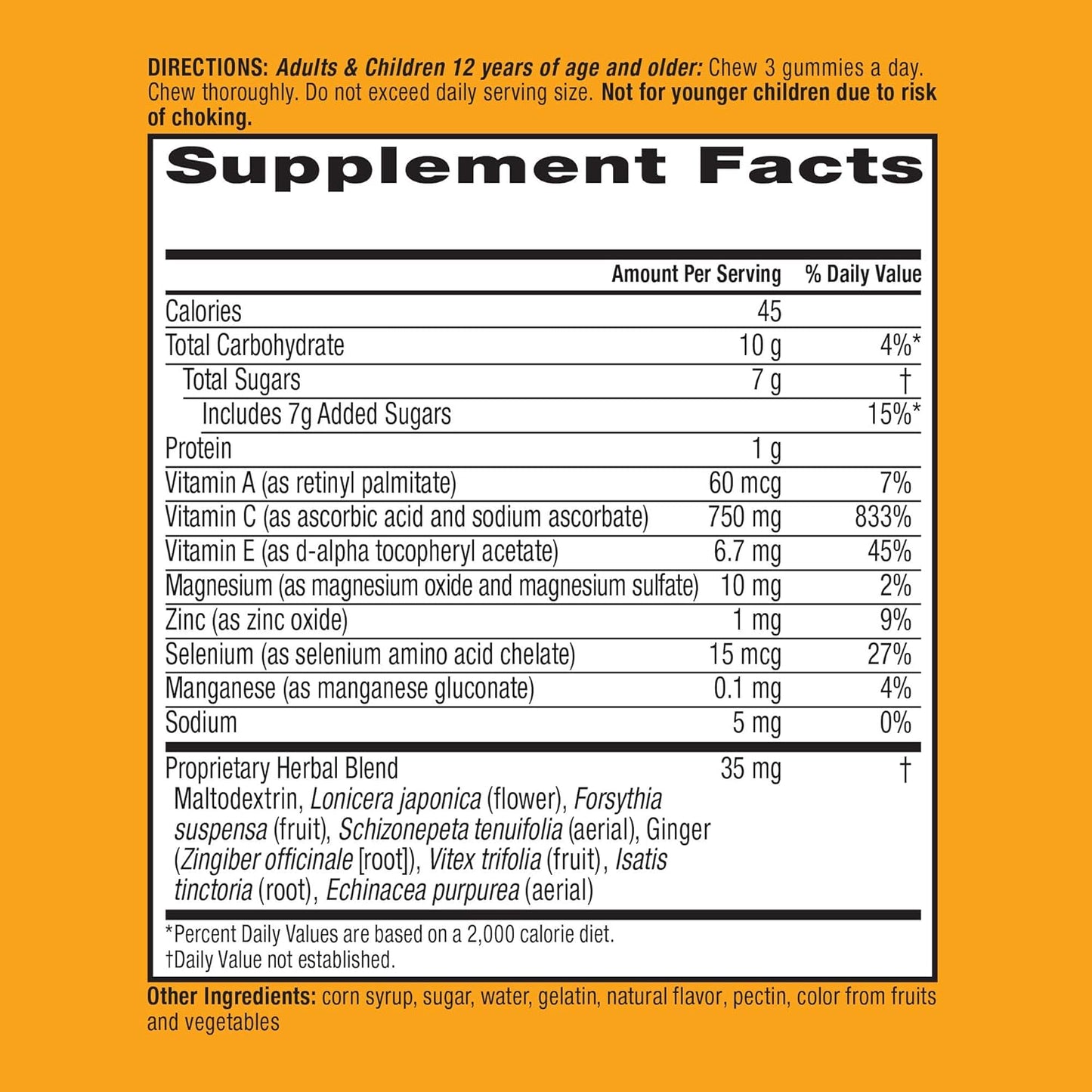 2 Pack of Airborne 750mg Vitamin C Immune Support Gummies for Adults - Zesty Orange Flavor - Gluten Free - Antioxidant Vitamins A C & E - 63 Gummies