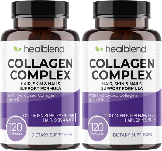 2 Pack of healblend Collagen Complex Capsules for Women and Men - Hydrolyzed Supplement for Anti-Aging, Healthy Joints, Skin, Hair, and Nails