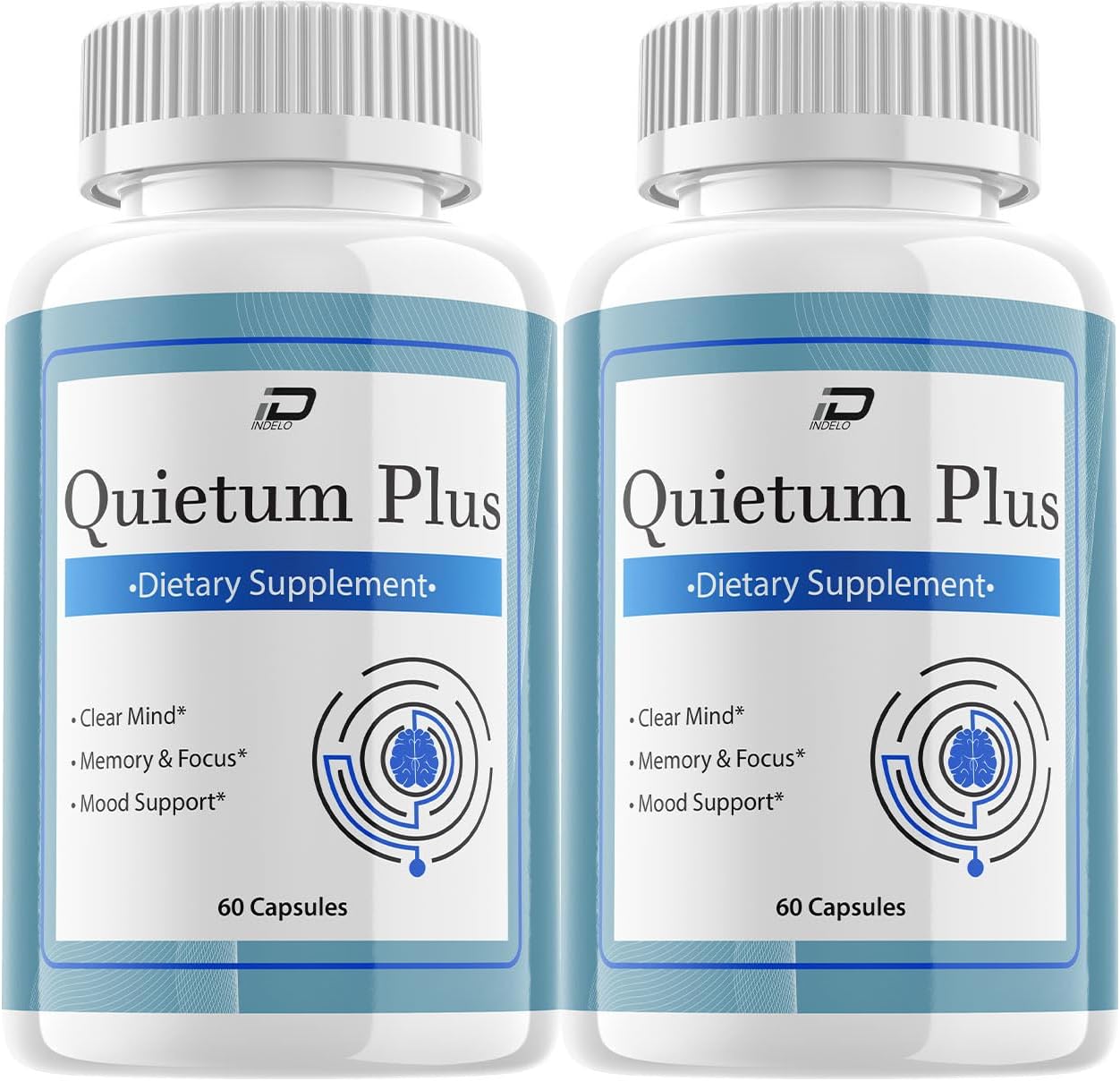 2 Pack of Indelo Quietum Plus Brain Supplement Capsules - Natural Memory and Focus Pills with Maximum Strength Formula for QuietumPlus Support and Reviews