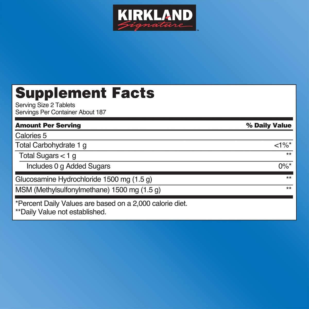 2 Pack of Kirkland Signature Glucosamine with MSM Tablets, 375 Count