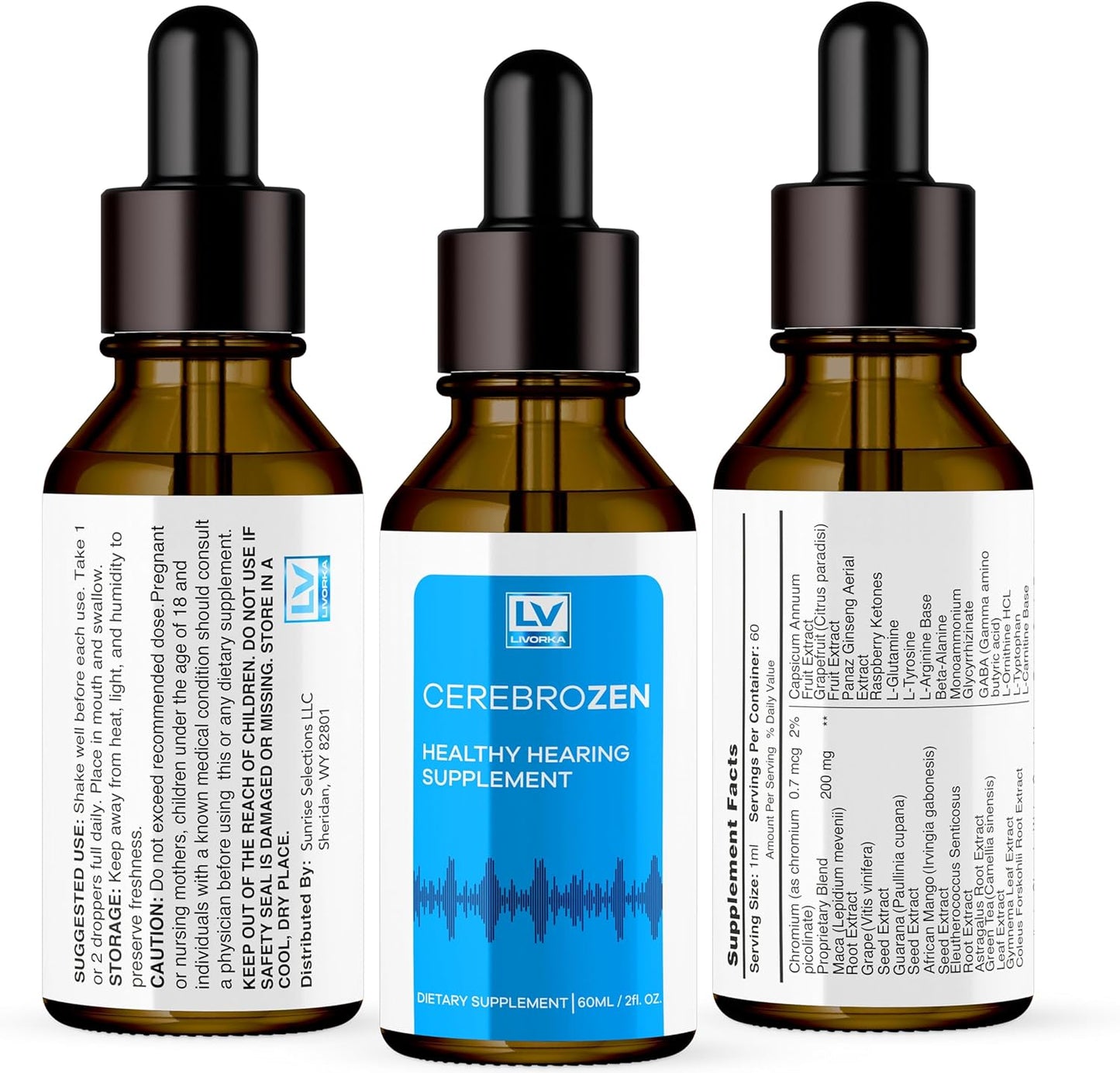 2 Pack of LIVORKA Cerebrozen Ear Drops for 2 Months of Hearing Support