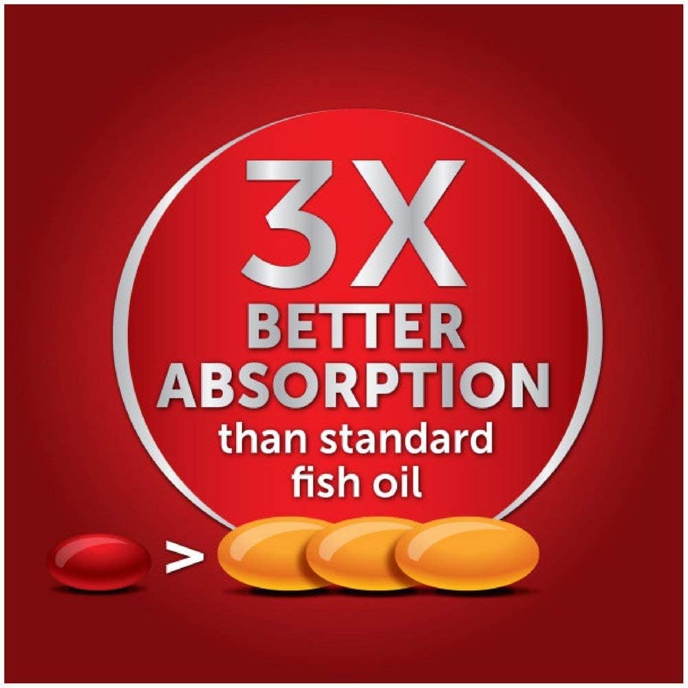 2 Pack of MegaRed Advanced 6X Absorption Fish Oil Softgels - 800mg Omega-3s with EPA/DHA for Heart, Brain, Joint, and Eye Health - No Fishy Aftertaste - 80 Count