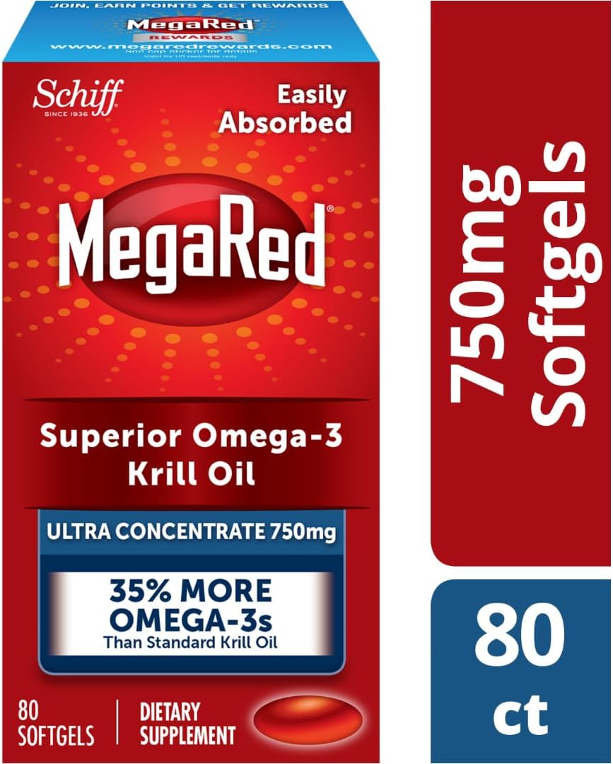 2 Pack of MegaRed Ultra Concentrate 750mg Omega-3 Krill Oil Softgels with EPA/DHA, Astaxanthin Antioxidant, Heart Health Support
