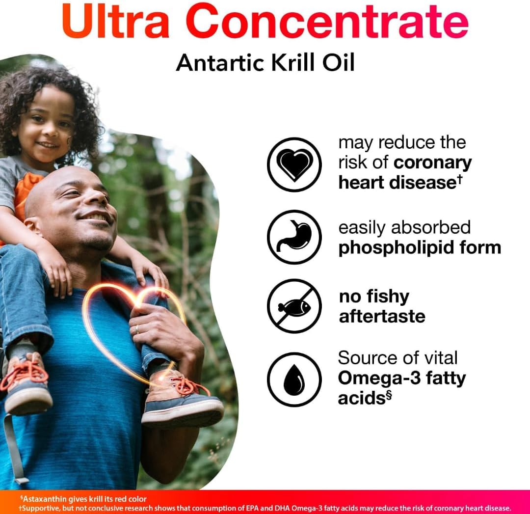 2 Pack of MegaRed Ultra Concentrate 750mg Omega-3 Krill Oil Softgels with EPA/DHA, Astaxanthin Antioxidant, Heart Health Support