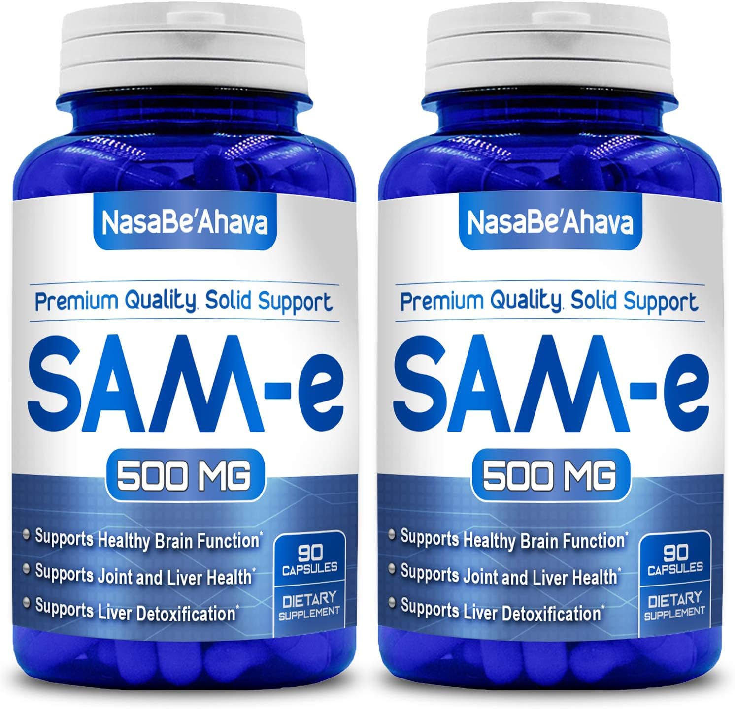 2 Pack of NasaBeahava Pure SAM-e 500mg - 180 Capsules (S-Adenosyl Methionine) for Enhanced Mood and Joint Support