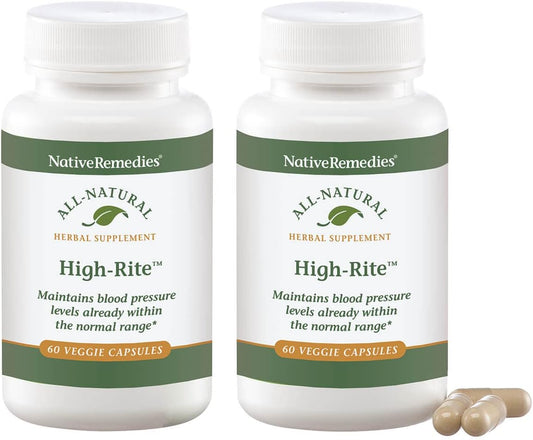 2 Pack of Native Remedies High-Rite Vegetarian Capsules for Blood Pressure Support