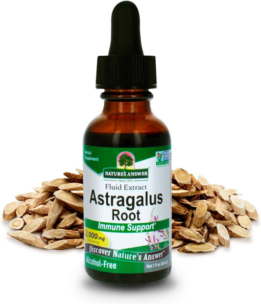 2 Pack of Nature's Answer Astragalus Root Alcohol Free Herbal Supplement for Immune Support and Cardiovascular Health - 1 Ounce Each | Natural Stress Reliever