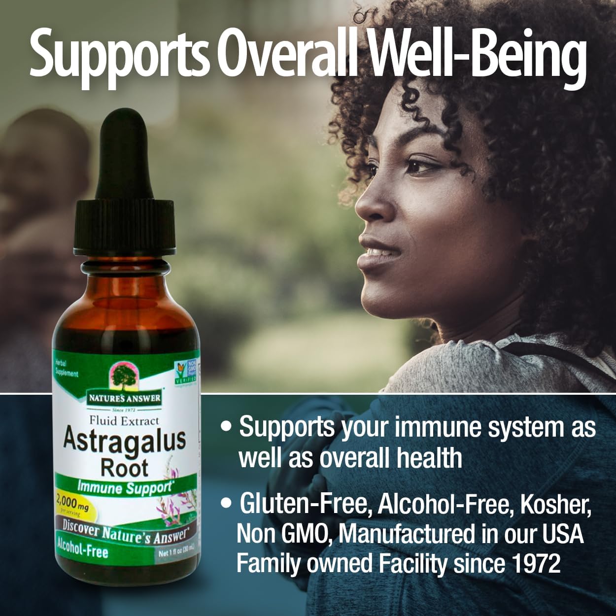 2 Pack of Nature's Answer Astragalus Root Alcohol Free Herbal Supplement for Immune Support and Cardiovascular Health - 1 Ounce Each | Natural Stress Reliever