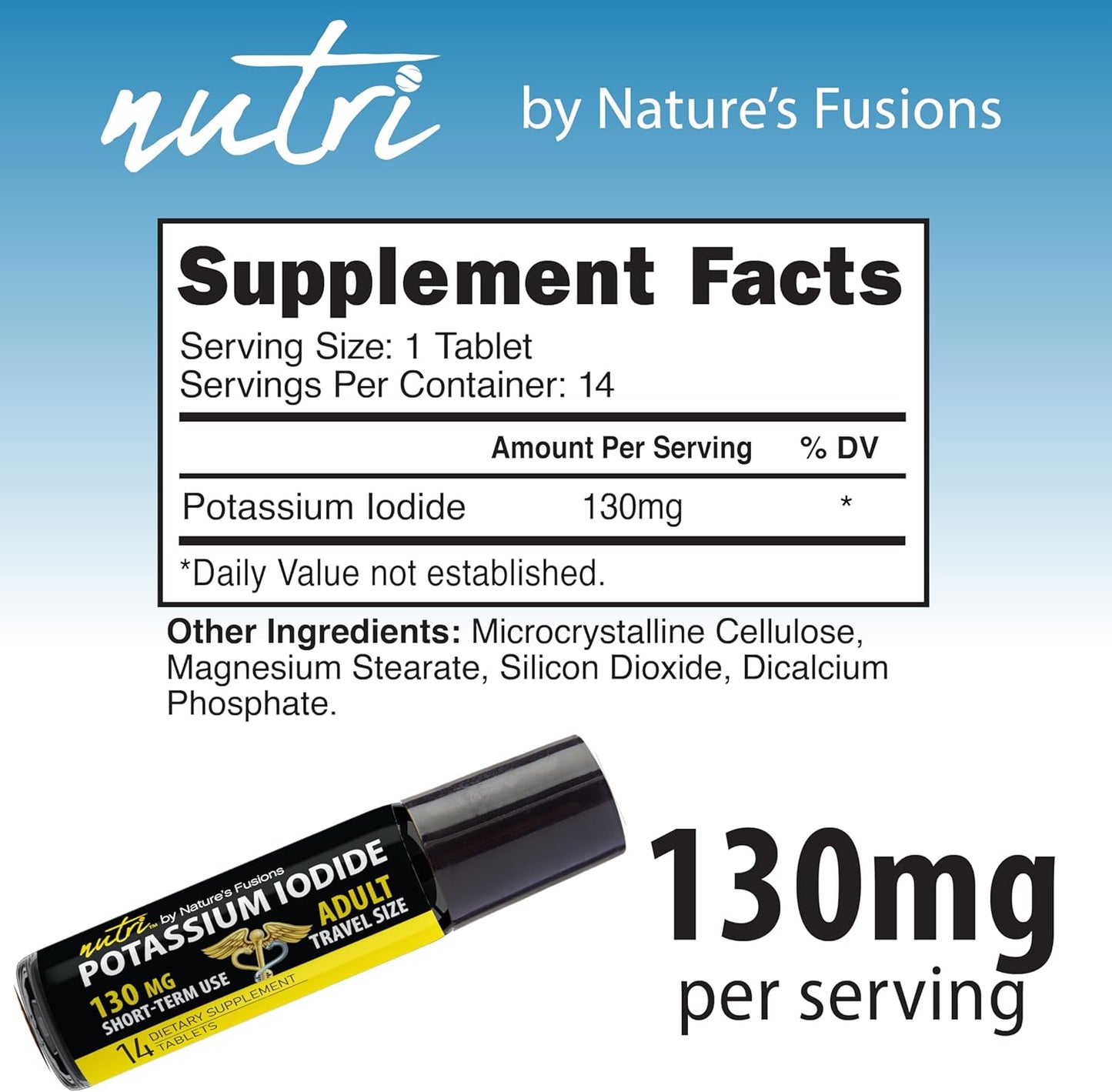2 Pack of Nature's Fusions Nutri Potassium Iodide Tablets 65mg - Kids Travel Size - YODO Naciente Ki Pills - 28 Tablets