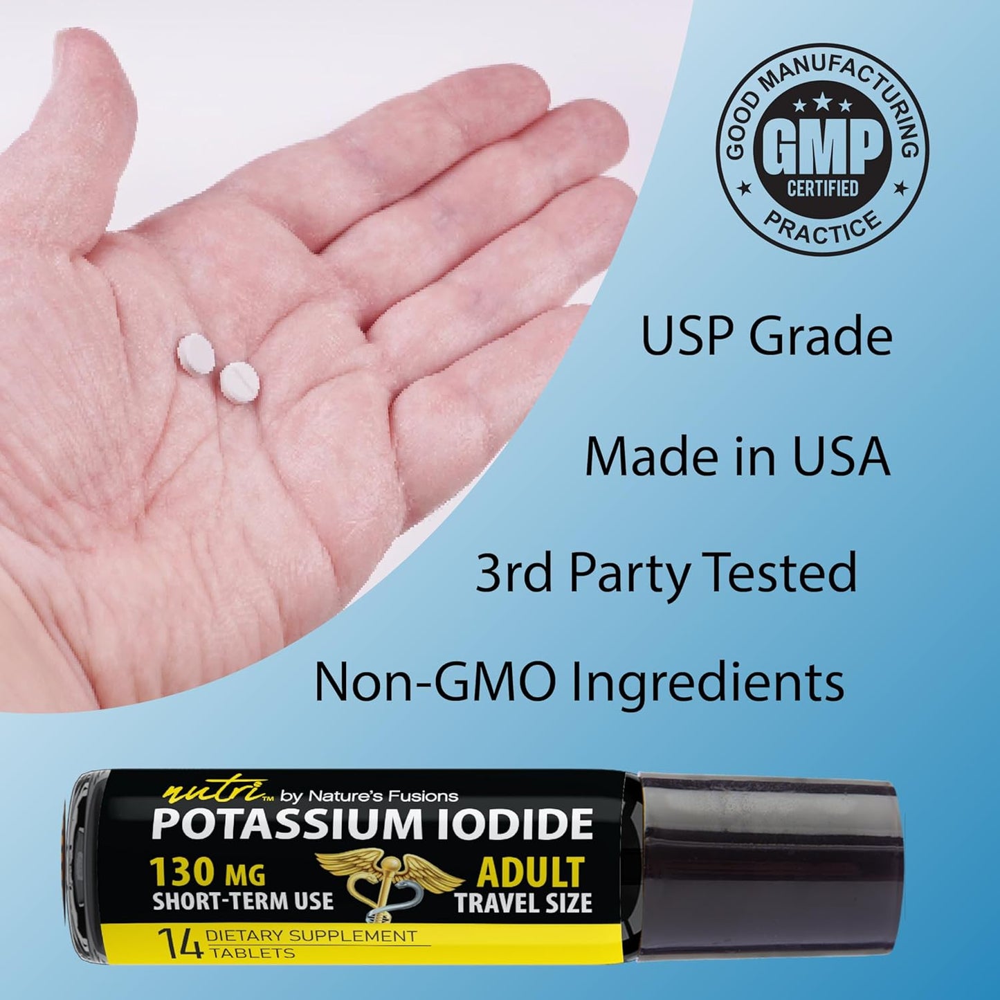 2 Pack of Nature's Fusions Nutri Potassium Iodide Tablets 65mg - Kids Travel Size - YODO Naciente Ki Pills - 28 Tablets