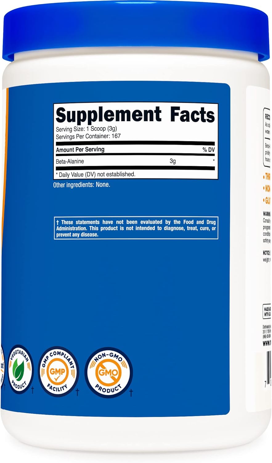 2 Pack of Nutricost Beta Alanine 500g Bottles (1 KG Total) - Pure Beta Alanine Supplement
