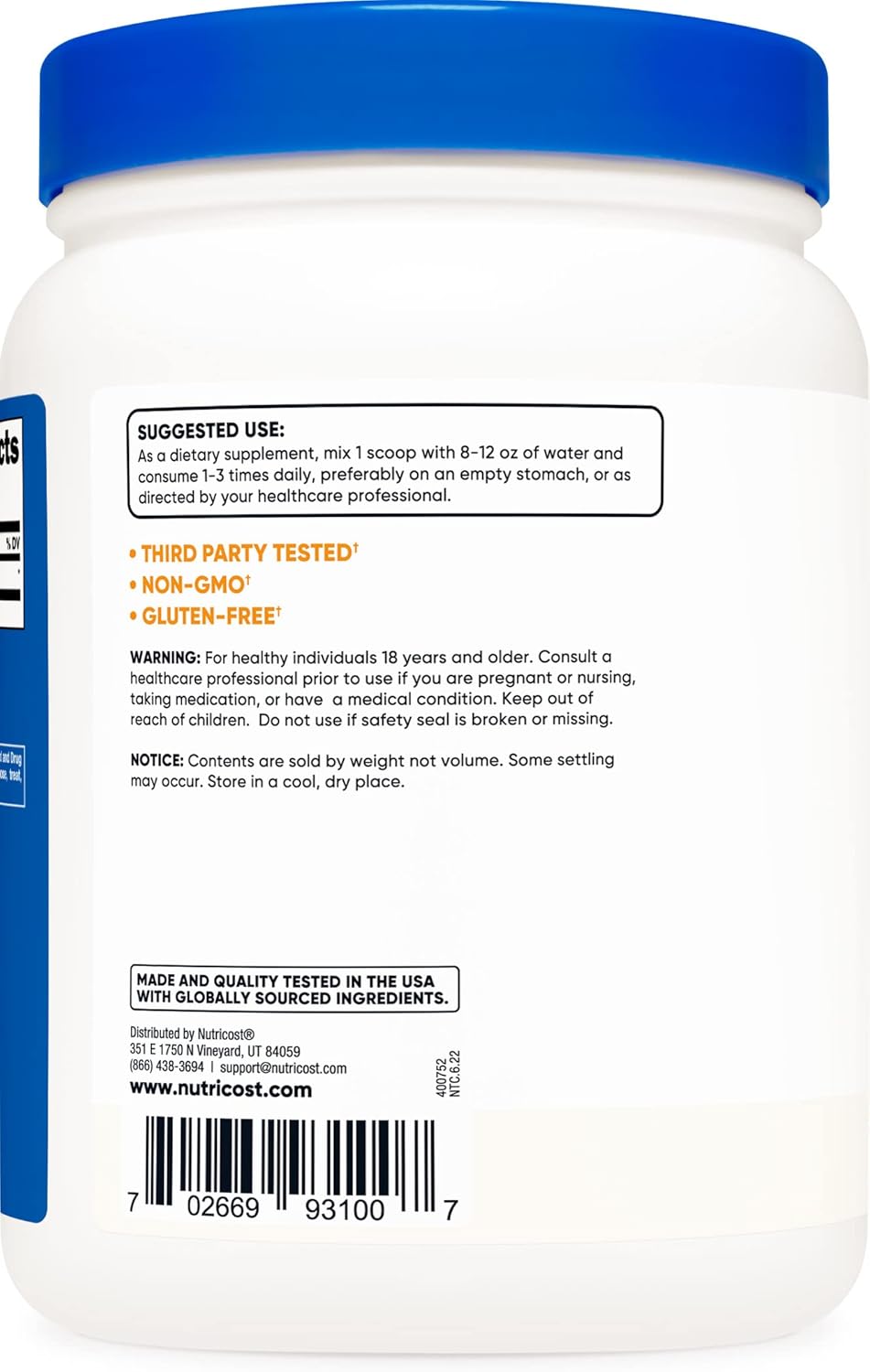 2 Pack of Nutricost Pure GABA Powder - 500 Grams (1.1 lbs)