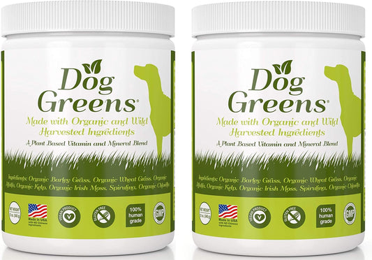 2 Pack of Organic Dog Multivitamin Supplement (12 oz) | Dog Greens Powder - Human Grade Superfoods for Balanced Diet - Adds Essential Vitamins & Minerals for Homemade, Kibble, Vegan, or Raw Food