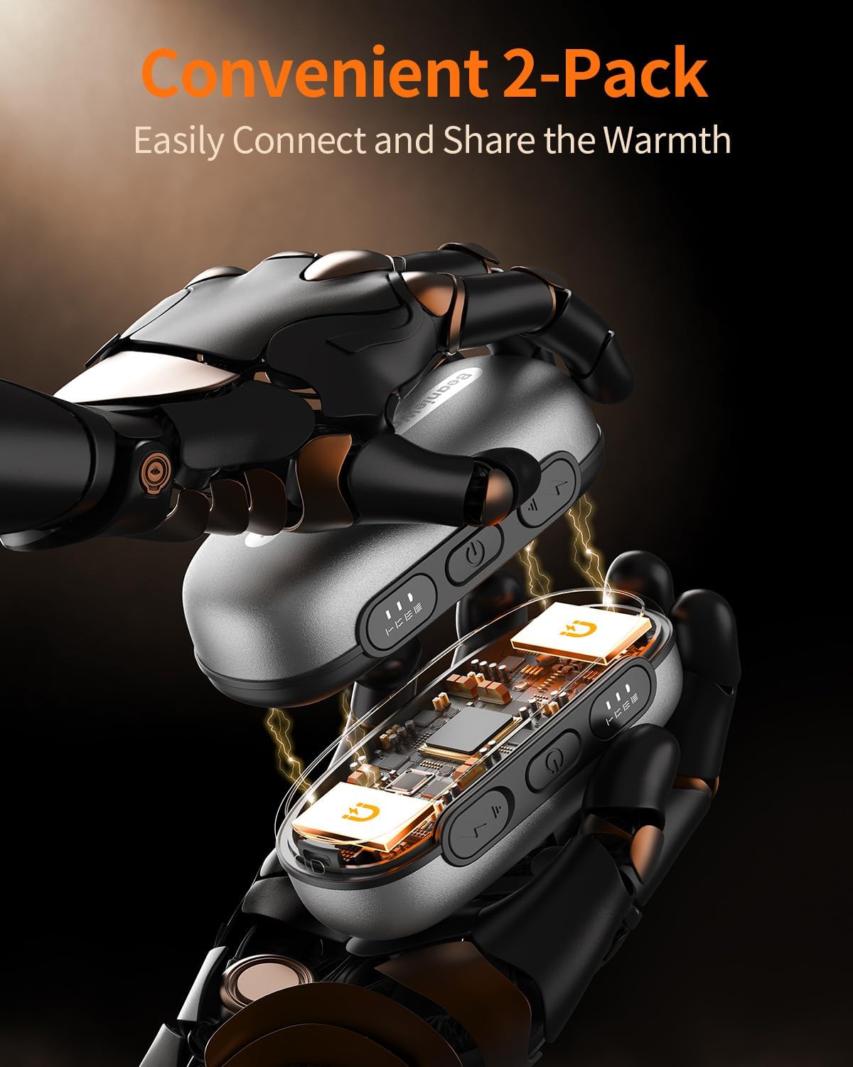2 Pack of Rechargeable Hand Warmers with 10000mAh Battery - USB-C Heater Electric, Ideal for Outdoor Activities and Hunting Gear