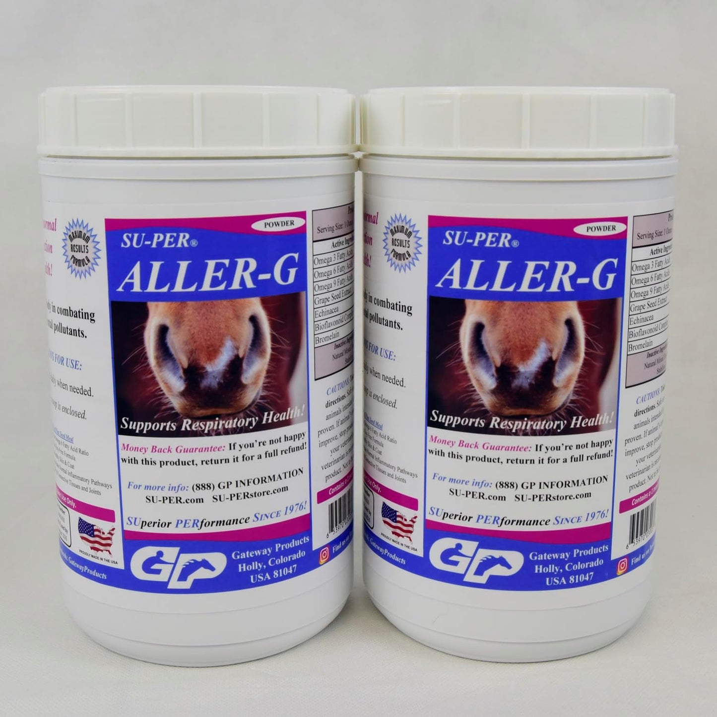 2 Pack of SU-PER Aller-G Respiratory Support Powder for Horses - Boosts Immune System & Lung Health, Fights Allergies & Pollutants - 2.5 lbs