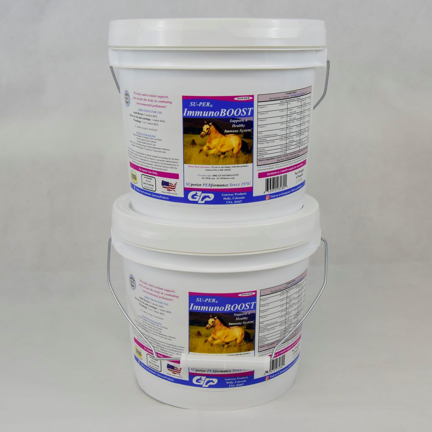 2 Pack of SU-PER ImmunoBOOST Horse Supplement - 4 Pound Immune Support with Advanced Antioxidants for Boosted Immunity & Recovery