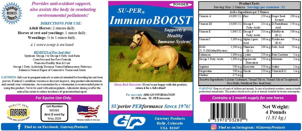 2 Pack of SU-PER ImmunoBOOST Horse Supplement - 4 Pound Immune Support with Advanced Antioxidants for Boosted Immunity & Recovery