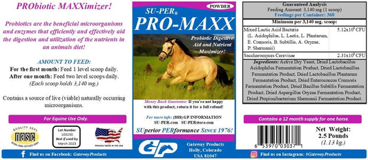 2 Pack of SU-PER Pro-Maxx Probiotics for Horses - Supports Digestion and Gut Health - Nutrient Maximizing Formula - 2.5 Pound