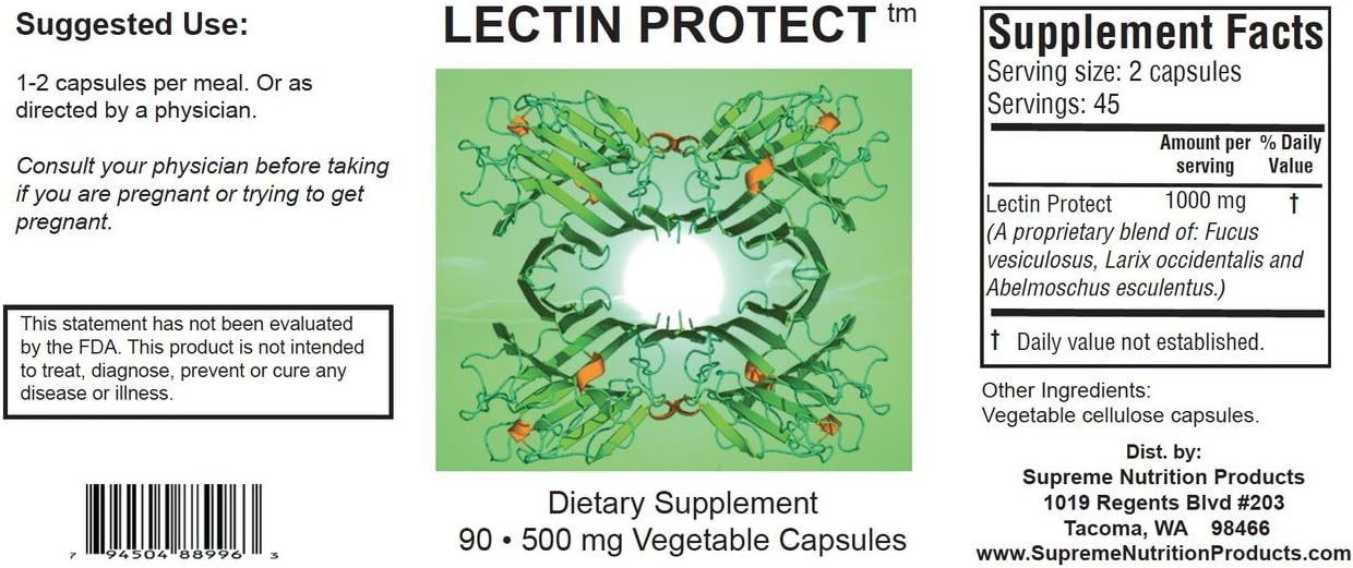 2 Pack of Supreme Nutrition Lectin Protect: 90 Pure Herbal Vegetarian Capsules for Optimal Nutrition