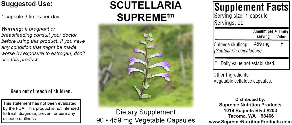 2 Pack of Supreme Nutrition Scutellaria Supreme: 90 Pure Chinese Skullcap Vegetarian Capsules