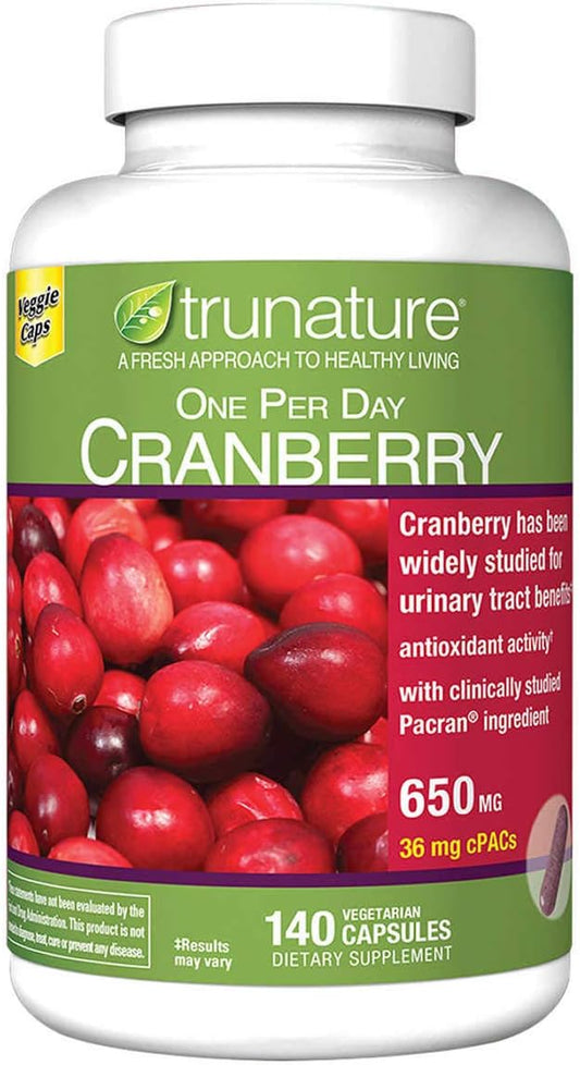 2 Pack of trunature Cranberry 650 mg Vegetarian Capsules - 140 Count