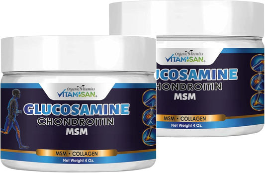 2 Pack of Vitamisan Glucosamine Chondroitin MSM Collagen and Arnica Cream 4 OZ - Joint Health Support Cream