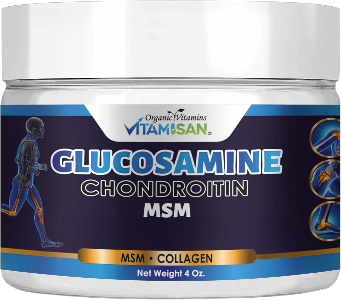 2 Pack of Vitamisan Glucosamine Chondroitin MSM Collagen and Arnica Cream 4 OZ - Joint Health Support Cream