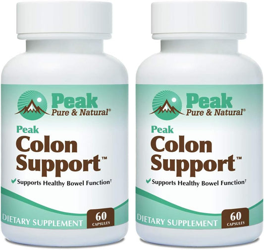 2 Pack Peak Pure & Natural Colon Support Supplement for Digestive Health - Cleanse and Detox with Inulin, Senna Leaf, Fiber, Prebiotics, and Probiotics - Gut Health Support Formula