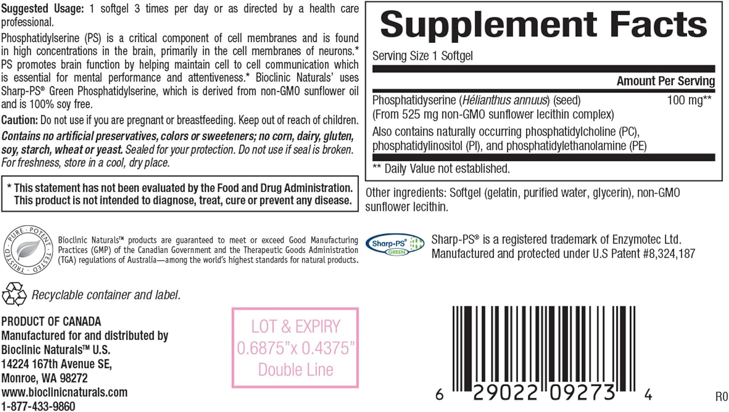 2 Pack Phosphatidylserine Softgels by Bioclinic Naturals - 60 Count