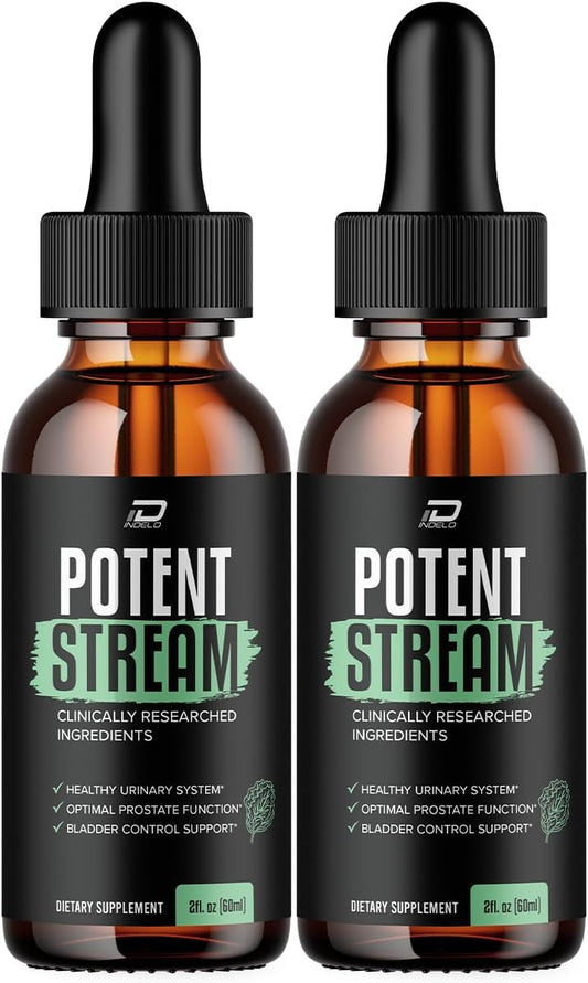 2 Pack Potent Stream Drops for Prostate & Bladder Health - Maximum Strength Supplement for Urinary Issues - New 2024 Formulation, 2 Month Supply