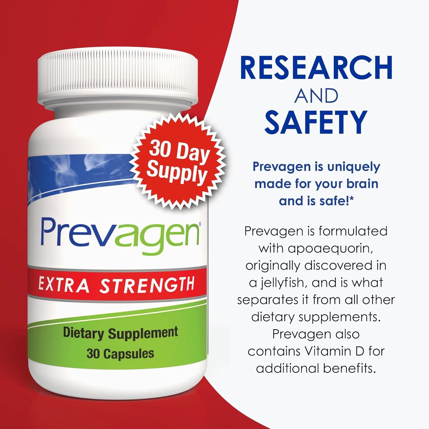 2-Pack Prevagen Extra Strength 20mg Capsules with Apoaequorin, Vitamin D, and 7-Day Pill Minder