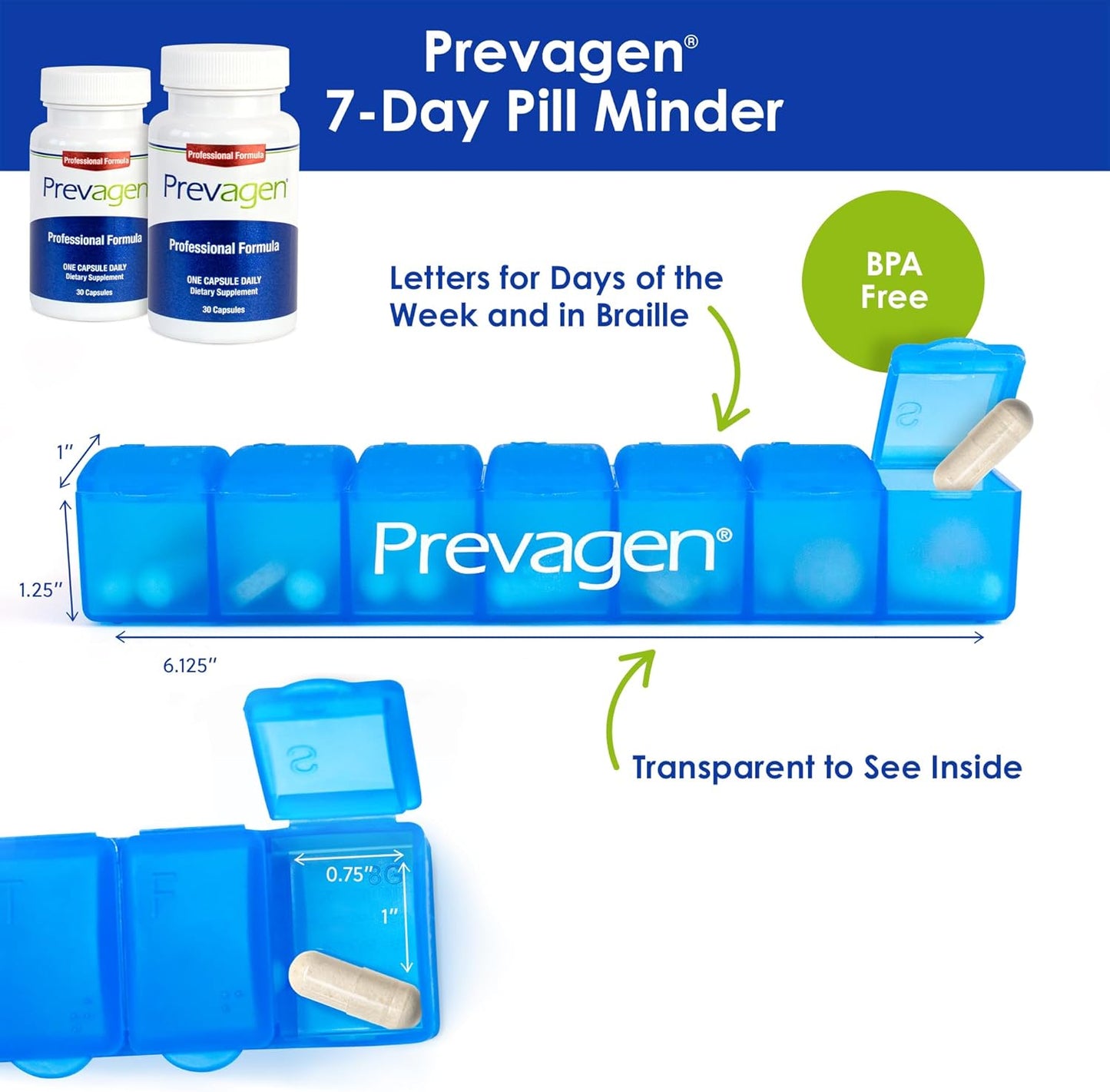 2-Pack Prevagen Professional Formula 40mg Capsules with Apoaequorin & Vitamin D + 7-Day Pill Minder