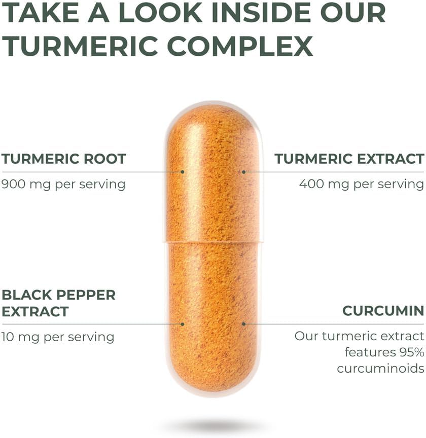 2 Pack Primal Turmeric Complex with Black Pepper Extract - Joint and Mobility Support Supplement - 120 Capsules for Men & Women