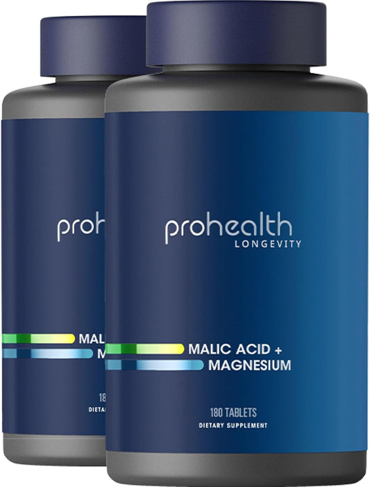 2-Pack ProHealth Malic Acid + Magnesium Tablets for Muscle Relaxation & Function - Supports ATP Production