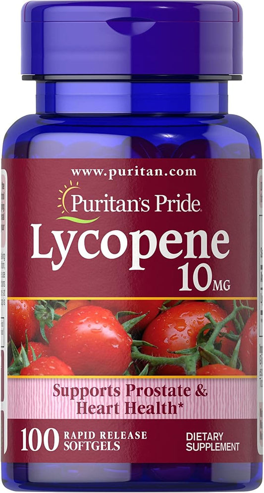 2-Pack Puritan's Pride Lycopene Softgels 10mg for Prostate & Heart Health - 100 Count