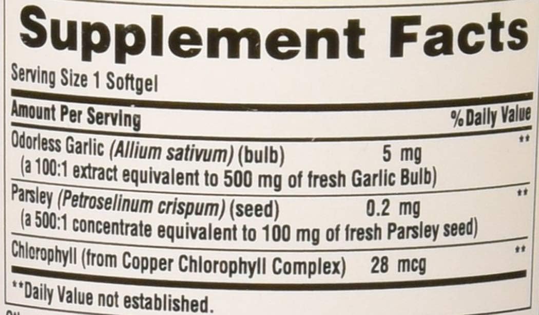 2 Pack Puritan's Pride Odorless Garlic & Parsley 500mg/100mg, 250 Count Each - Total 500 Count