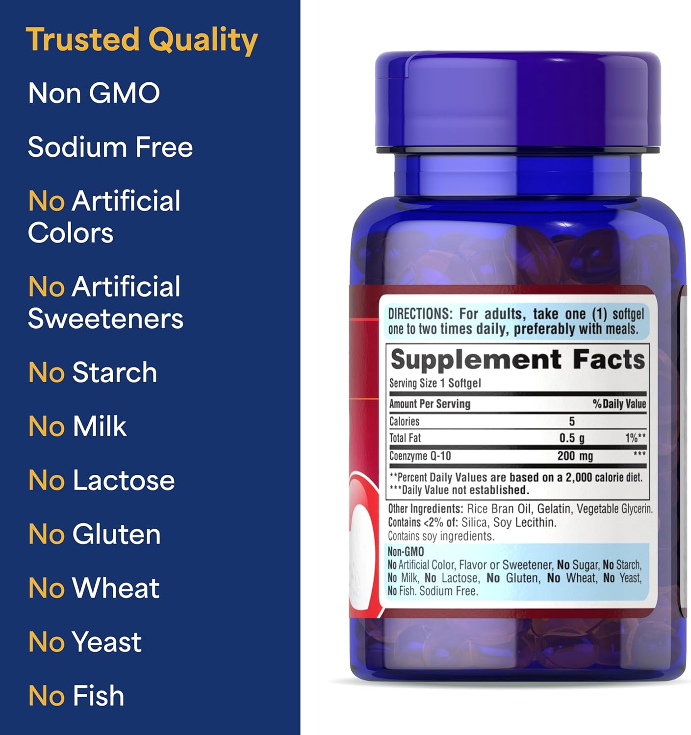 2 Pack Puritan's Pride QSORB CoQ10 200mg Softgels for Heart Health - 240 Count