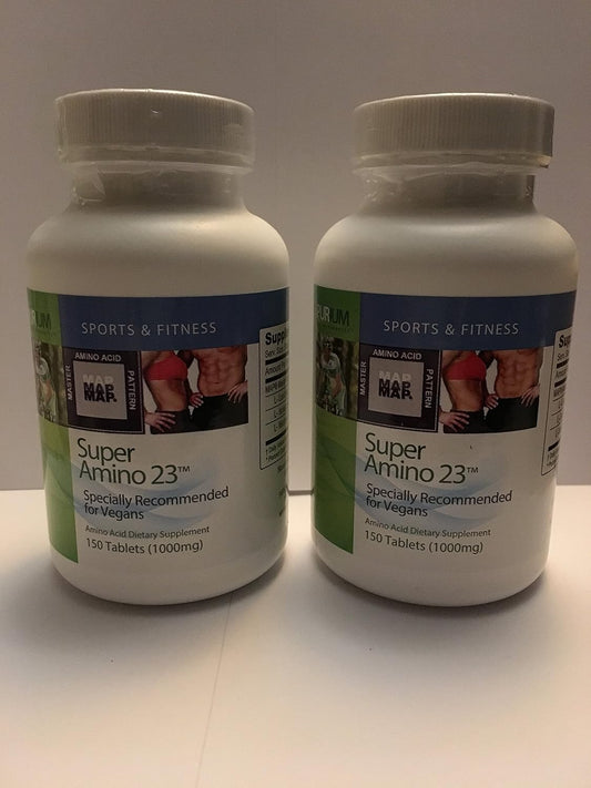 2 Pack Purium Super Amino 23 - 150 Vegan Tablets, BCAA & Essential Amino Acid Supplement, Muscle Building, Pre Workout, Recovery - Gluten Free, 60 Servings