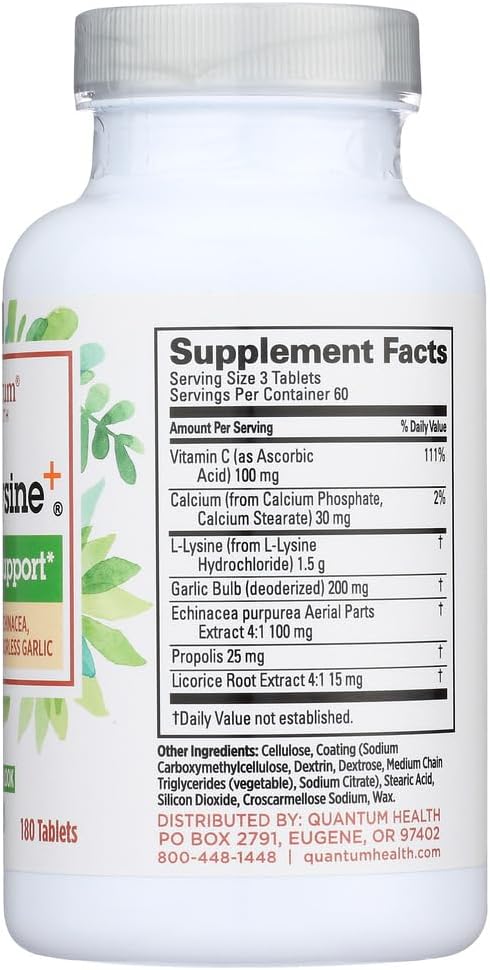 2 Pack Quantum Super Lysine Plus - 180 Tablets by Gamenote