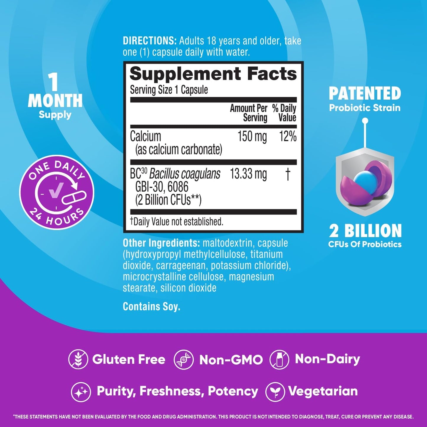 2-Pack Schiff Digestive Advantage Daily Probiotic Capsules - 30 Capsules in Each Pack for Gut Health
