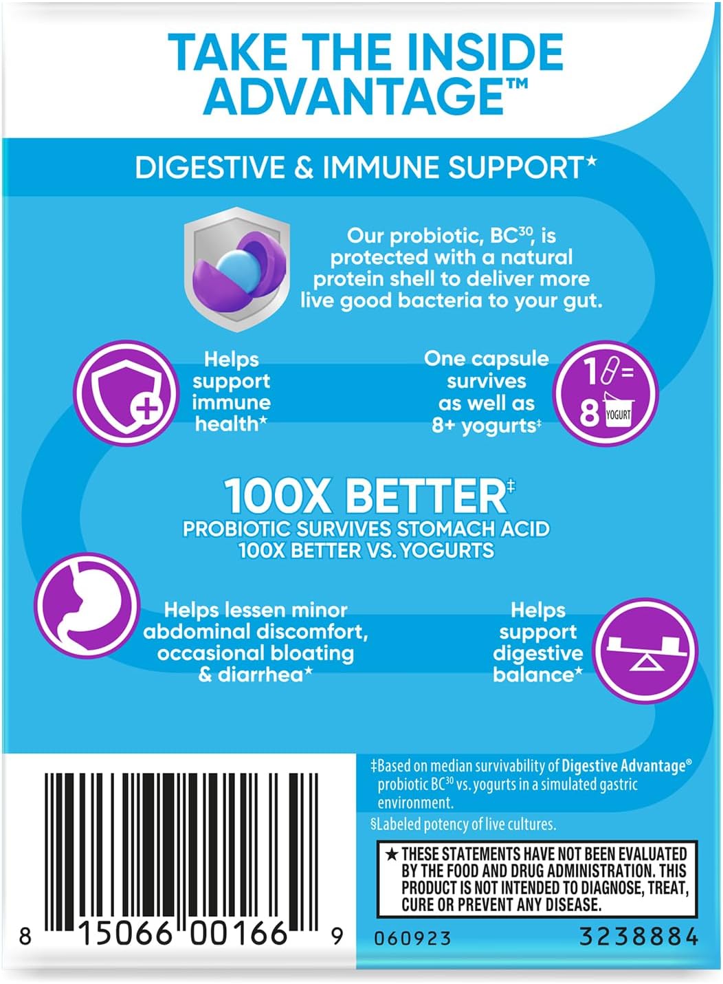 2-Pack Schiff Digestive Advantage Daily Probiotic Capsules - 30 Capsules in Each Pack for Gut Health