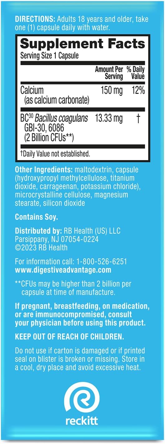 2-Pack Schiff Digestive Advantage Daily Probiotic Capsules - 30 Capsules in Each Pack for Gut Health