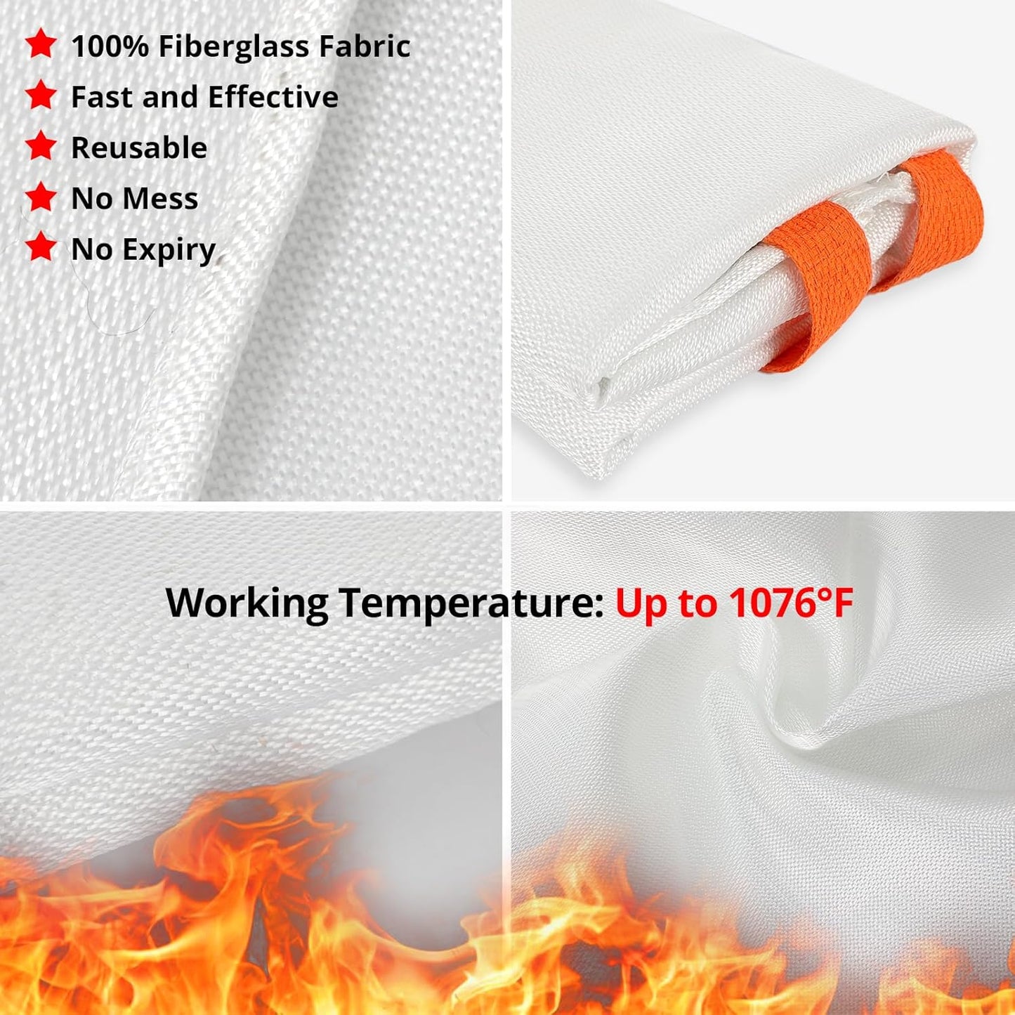2 Pack SecuCaptain Emergency Fire Blanket 40"x40" - Flame Suppression Fiberglass for Home Kitchen Camping Car Office Warehouse Safety