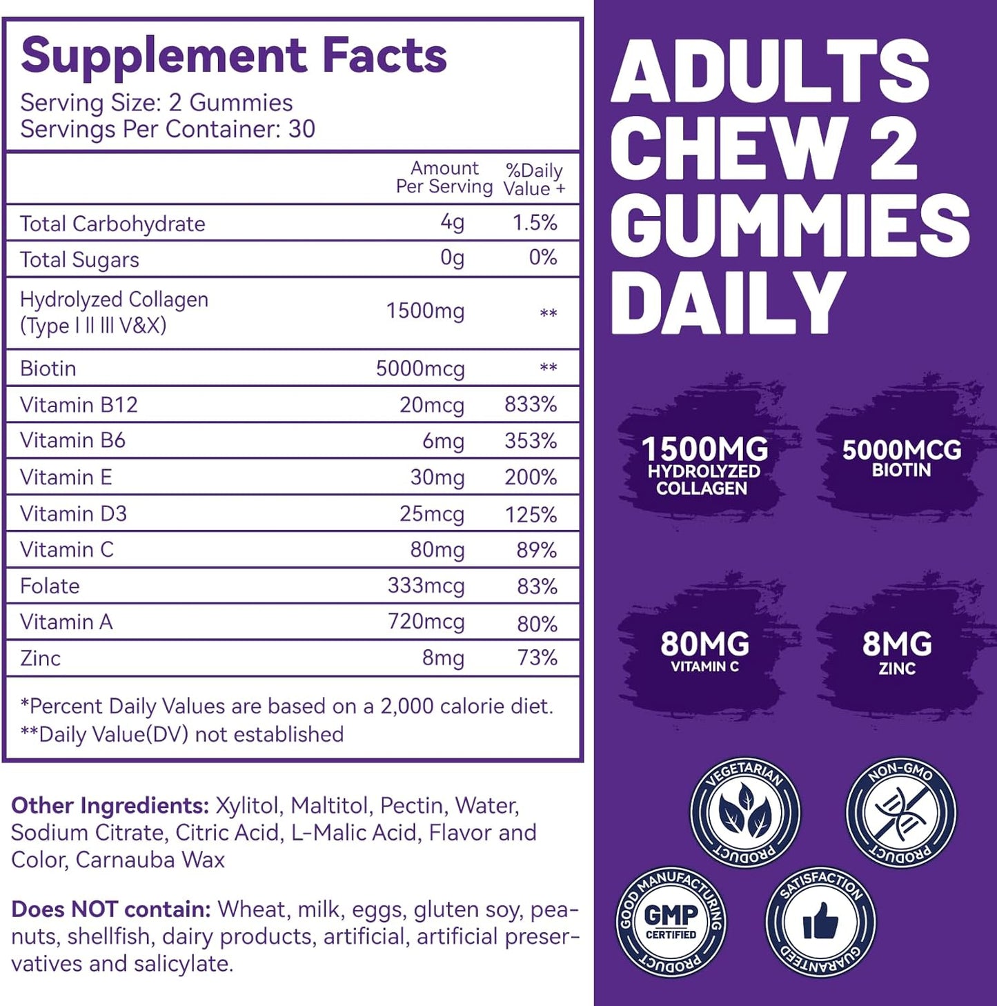 2 Pack SmildeHeal Hair Skin and Nails Gummies with Biotin and Collagen Vitamins - 120 Count - Promotes Healthy Hair, Skin, and Nails for Women