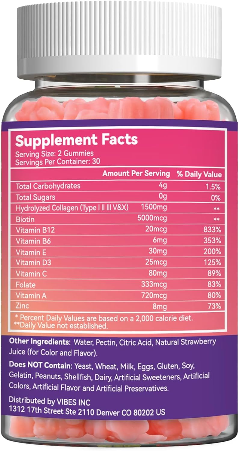 2 Pack SmildeHeal Hair Skin and Nails Gummies with Biotin and Collagen Vitamins - 120 Count - Promotes Healthy Hair, Skin, and Nails for Women