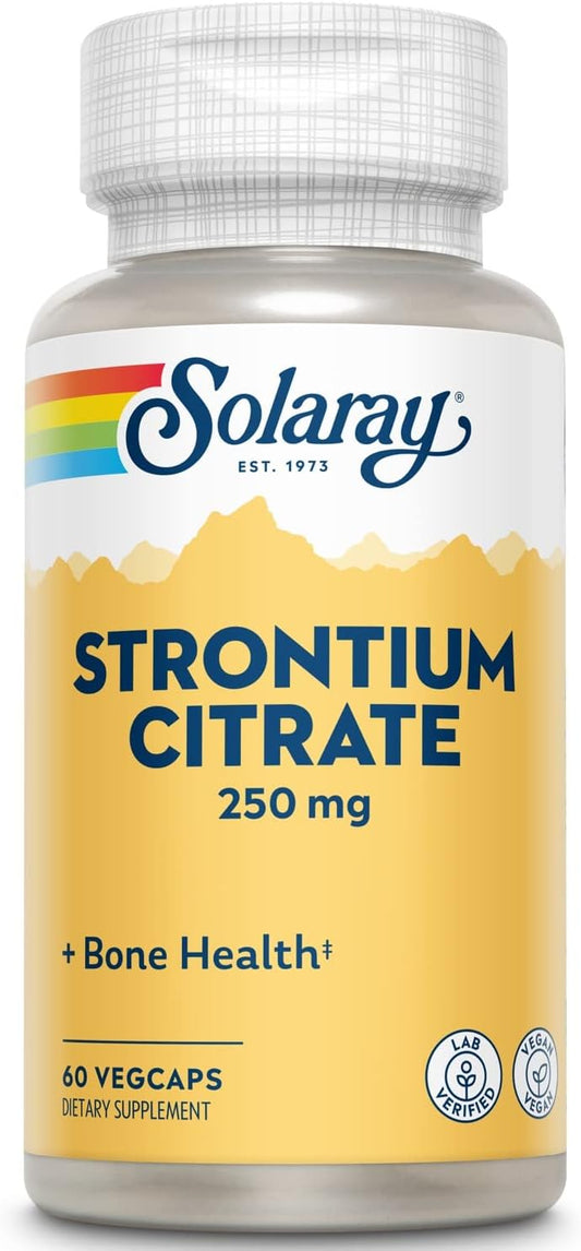 2 Pack Solaray Strontium Citrate 250mg VegCaps for Bone & Teeth Health, Easy Digestion & Absorption