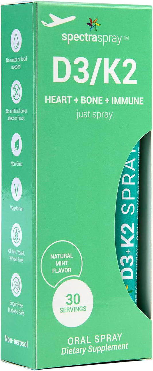 2 Pack Spectraspray Vitamin D3 + K2 Oral Spray for Healthy Lifestyle Support