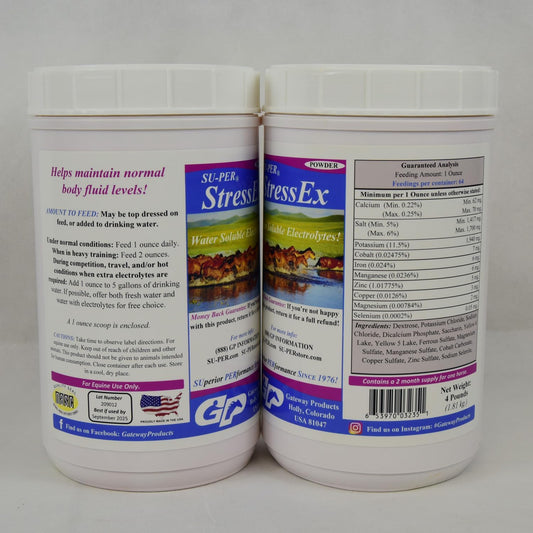 2 Pack SU-PER Stress-Ex Horse Electrolyte Supplement - 4 Pound - Maintain Body Fluid Levels - Electrolyte Replenishment for Hydration